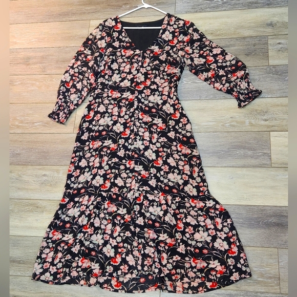 Sanctuary Floral Maxi Black Chiffon Dress Size 4 - Picture 1 of 12